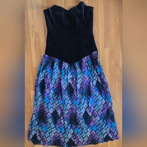 Vintage Colorful Lace Corset Velvet Dress